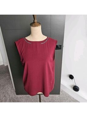 RW&CO. Burgundy Embellished Blouse